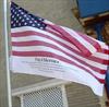  Thi flag proudly waves in Chuck's Garden at L-85.  It was raised at the truck dedication on 9-11-03.  It was given to me by John Michelotti & William Ryba.  The stripes contain the names of all the Emergency Personnel killed on 9-11.