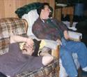 A short nap with his brother Mike after a heavy Thanksgiving meal at Mom's  (2000)